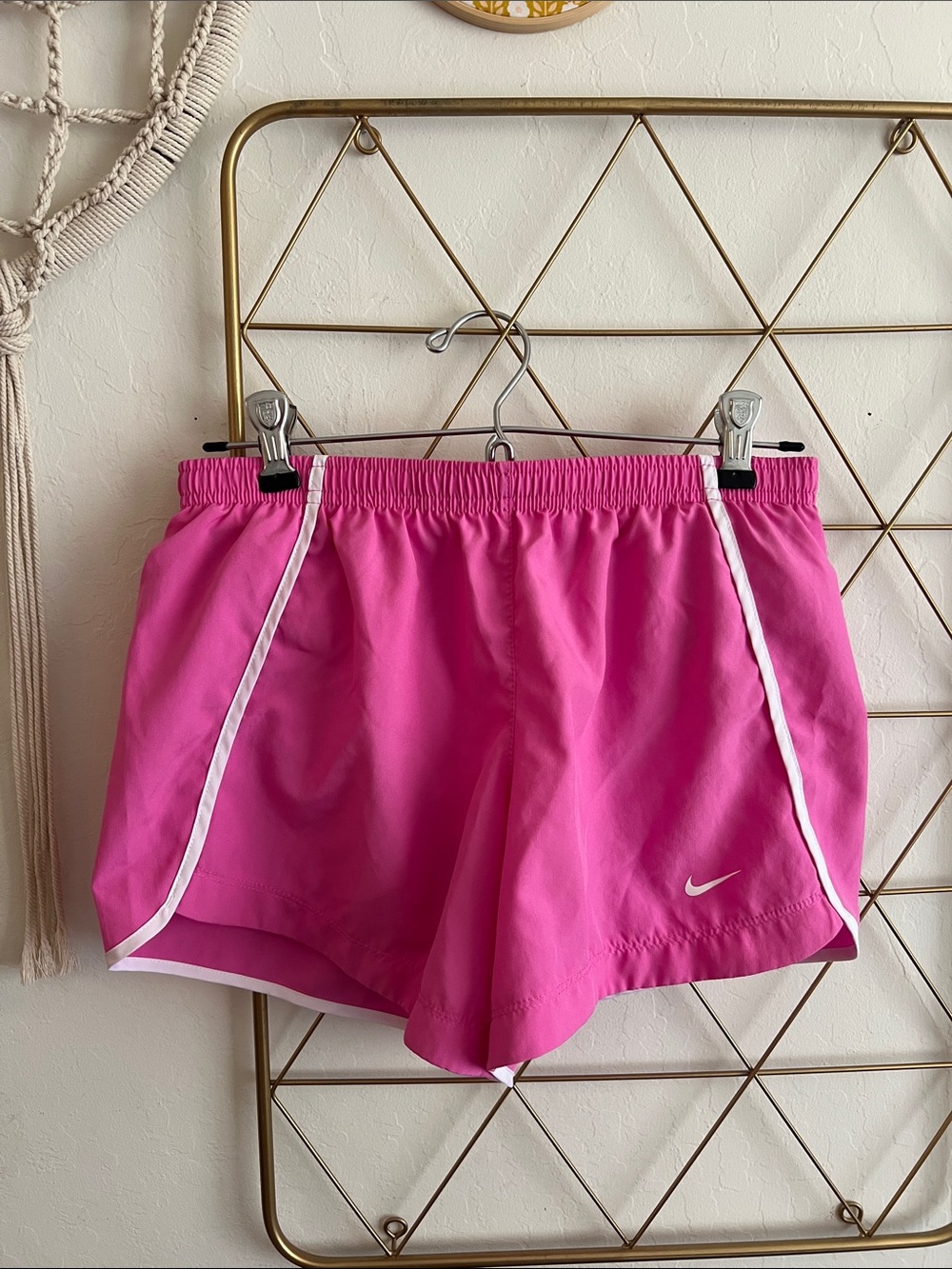 L | Nike Girls Hot Pink Athletic Shorts with White Trim
